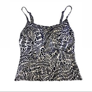 Baltex Abstract Tropical Leaf Padded Adjustable Strap Tankini Size 8 EUC